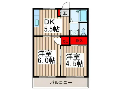 マンション新明(2DK/2階)の間取り写真