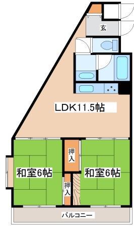 クレドール垂水II(2LDK/2階)の間取り写真