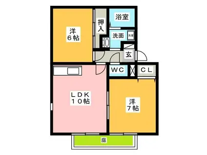 ソレジオ A棟(2LDK/1階)の間取り写真