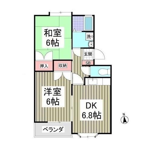 ユニオンIII(2DK/2階)の間取り写真
