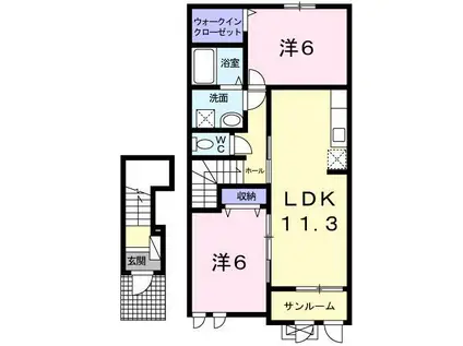 メゾン・クレール(2LDK/2階)の間取り写真