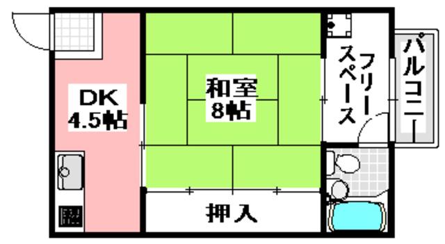 高瀬ハイツ(1K/3階)の間取り写真