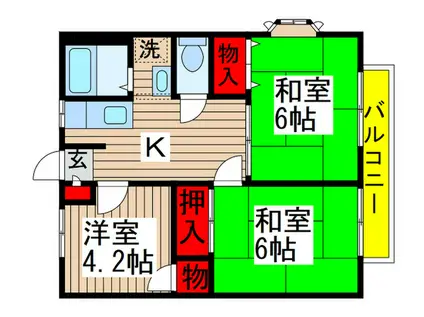 グリーンプラザA(3K/2階)の間取り写真