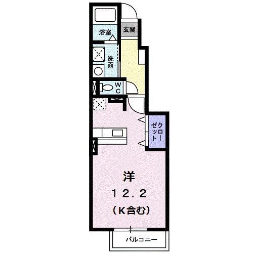 バリオン(ワンルーム/1階)の間取り写真