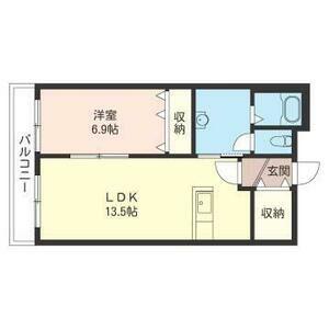 アルモニー麻生(1LDK/4階)の間取り写真