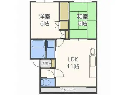 アーバンコート屯田III(2LDK/3階)の間取り写真