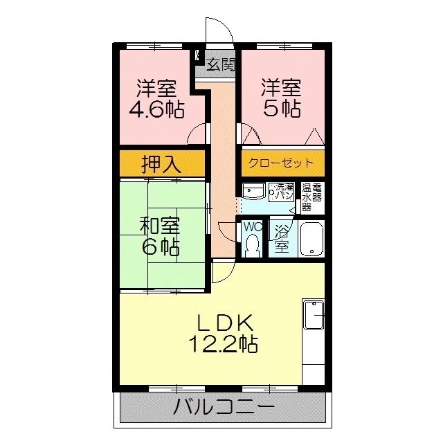 クリーンピア米子駅東(3LDK/2階)の間取り写真