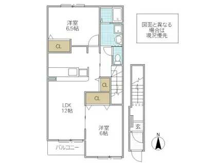 メゾン・ド・ラ・プラージュC(2LDK/2階)の間取り写真