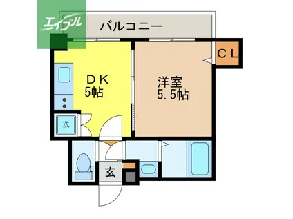 ラフィネ樺島(1DK/3階)の間取り写真