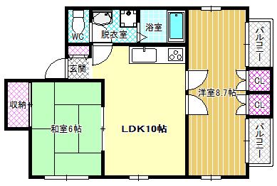 ラ・コートはびきの(2LDK/3階)の間取り写真
