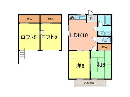 コーポラスノベルティB(2LDK/2階)の間取り写真