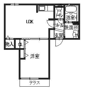 シャーメゾンゼフィー(1LDK/1階)の間取り写真