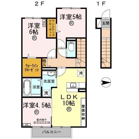 D-ROOM内原B(3LDK/2階)の間取り写真