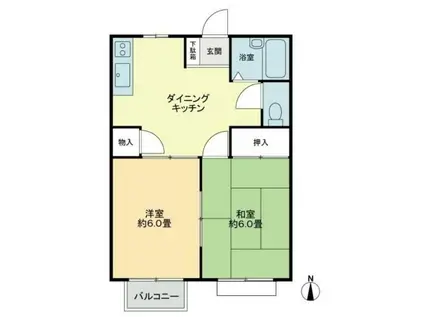 フォブール古高松B(2DK/1階)の間取り写真