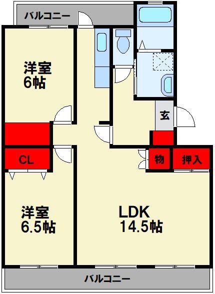 ピアレスプレイス(2LDK/3階)の間取り写真