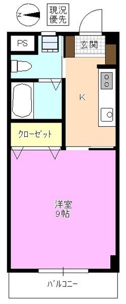ブルームハイツ(1K/2階)の間取り写真