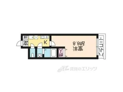 クローバーコート(1K/2階)の間取り写真