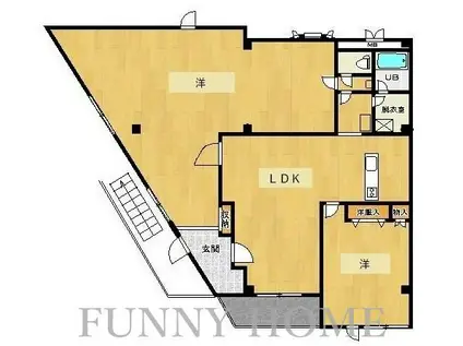 ヴィラ花見堂(2LDK/3階)の間取り写真