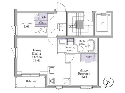 イプセ白金(2LDK/3階)の間取り写真