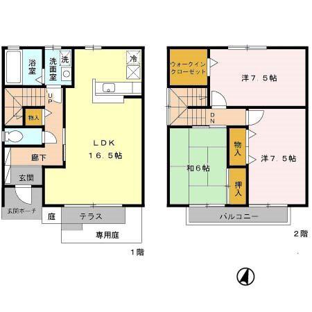 パークハイム壱番館 C棟(3LDK/1階)の間取り写真