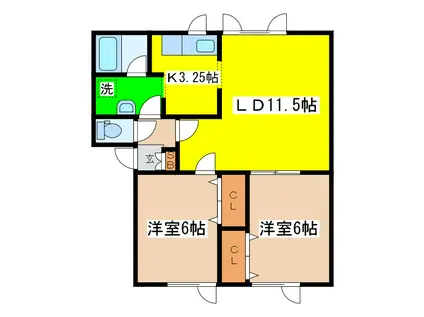 ハイセレール恵(2LDK/1階)の間取り写真