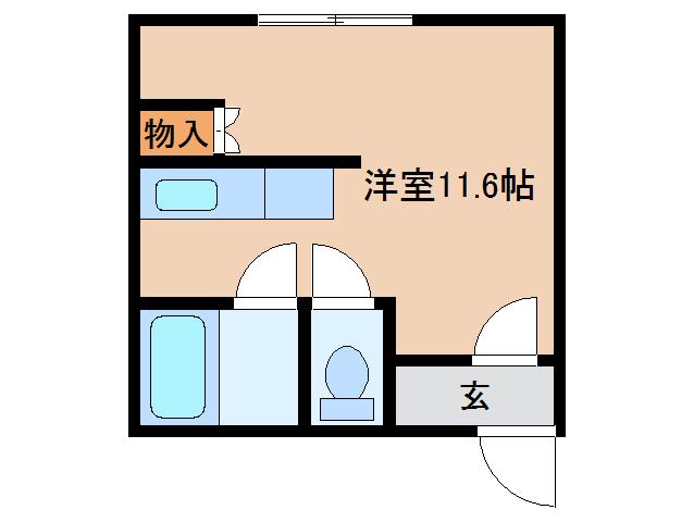 ハイムリバーサイド(ワンルーム/3階)の間取り写真