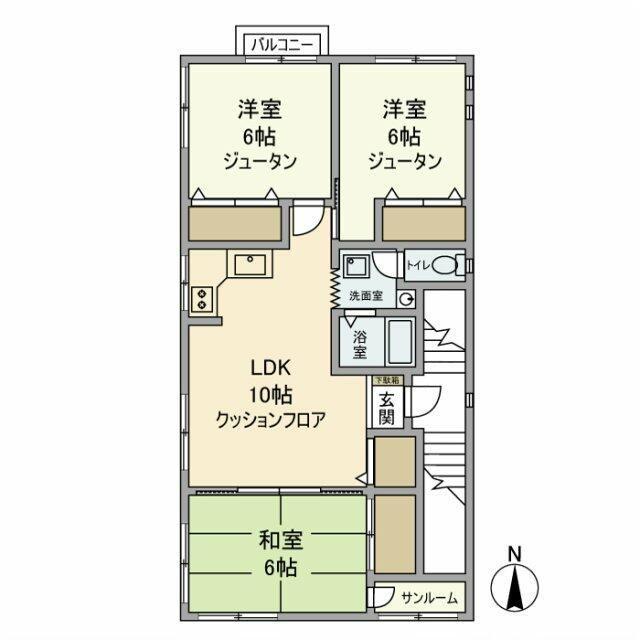 メゾンコティー(3LDK/2階)の間取り写真
