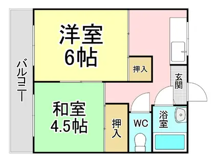 アベニュー片野(2DK/4階)の間取り写真