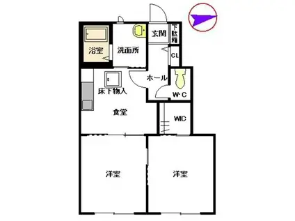 グリーンハイツ白野江(2DK/1階)の間取り写真