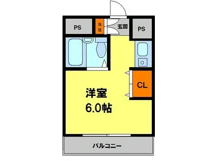 上中マンション(1K/2階)の間取り写真