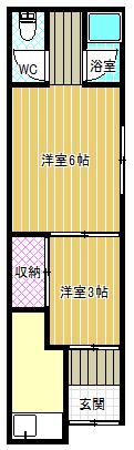 近鉄長野線 富田林駅 徒歩4分 2階建 築53年(1DK/1階)の間取り写真