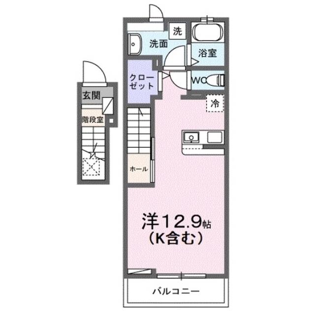 カレントT(ワンルーム/2階)の間取り写真
