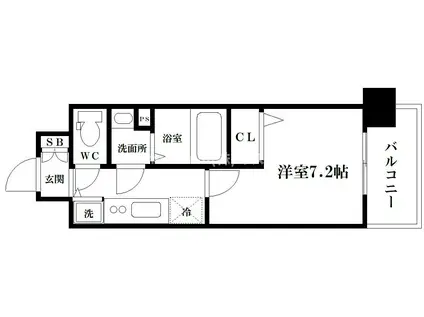 エスリード大阪城PREMIER(1K/7階)の間取り写真