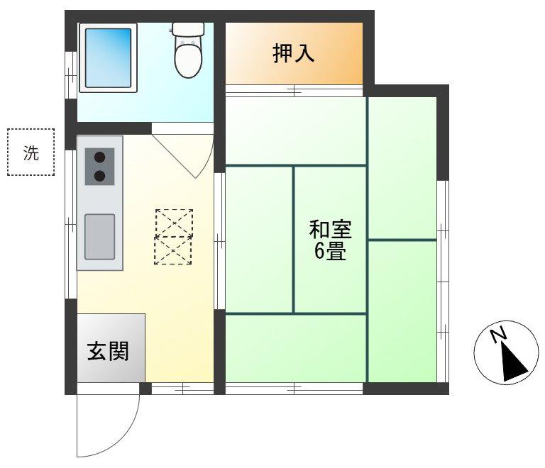 西武池袋線 東長崎駅 徒歩7分 2階建 築47年(1K/1階)の間取り写真