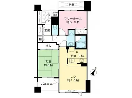 神戸海岸通ハーバーフラッツ1号館(2LDK/3階)の間取り写真