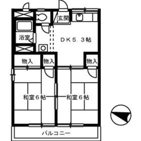 コーポ藤元(2DK/2階)の間取り写真