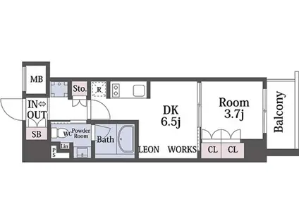 ザ・パークハビオ塚本(1DK/3階)の間取り写真