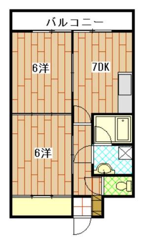 房尾本店三篠ビル(2DK/5階)の間取り写真