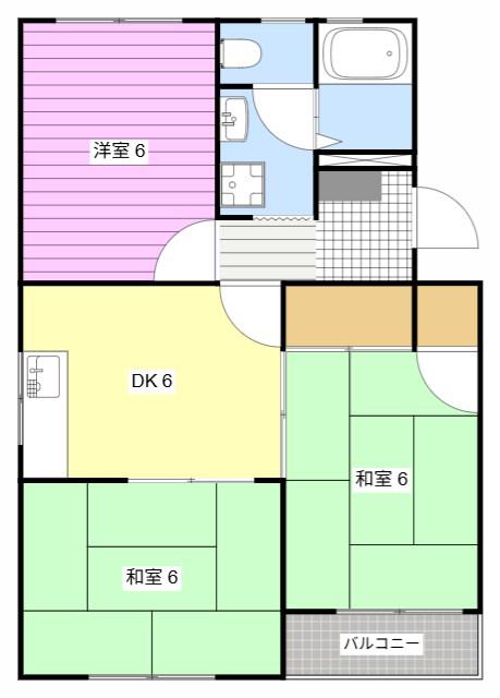 ミーテルーチェ今之浦(3DK/2階)の間取り写真
