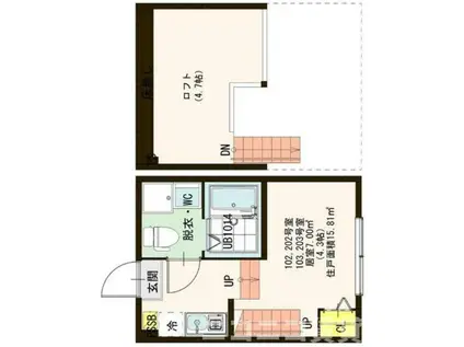 ショコラ・モールIII(1K/1階)の間取り写真