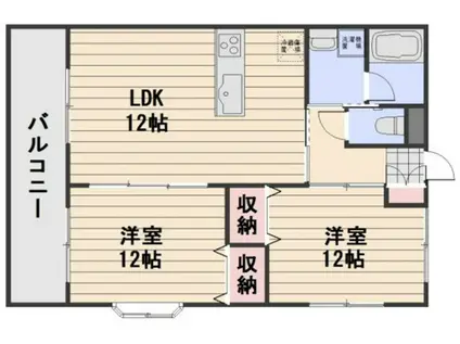 ロンディーネ福富II(2LDK/1階)の間取り写真