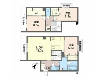 シャーメゾンANGE(3LDK/2階)の間取り写真