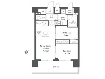 DIMUS根岸(2LDK/2階)の間取り写真