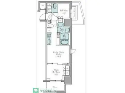 クレストコート東中野(2LDK/4階)の間取り写真