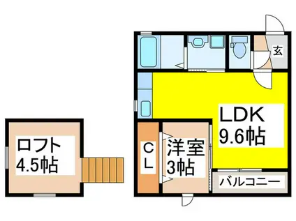 フェリスジャルディーノ(1LDK/1階)の間取り写真