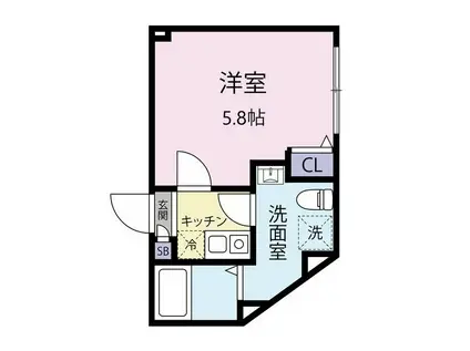 EXENTIA MOTOHASUNUMA(1K/4階)の間取り写真