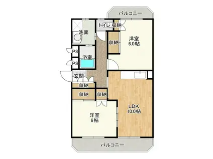 ブライティ西伊場(2LDK/3階)の間取り写真