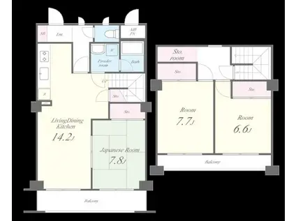 ヒルズ磯子(3LDK/5階)の間取り写真