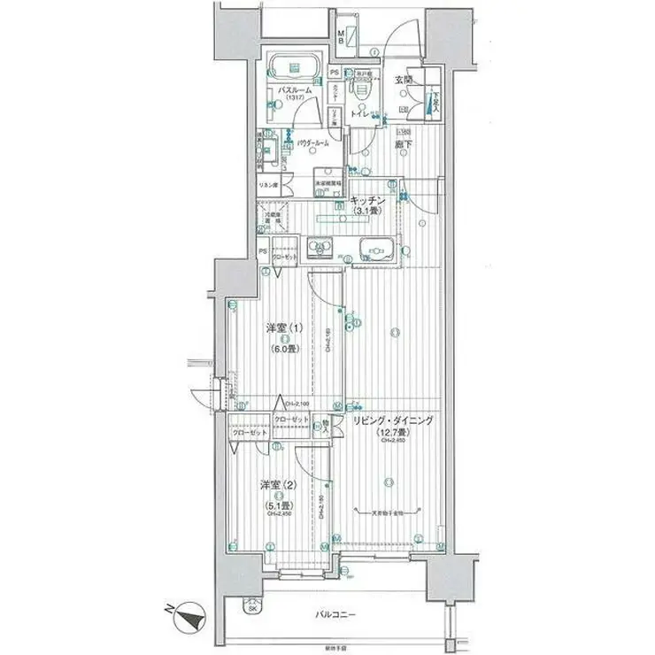 日神パレステージ小田急相模原フロント 9階階 間取り