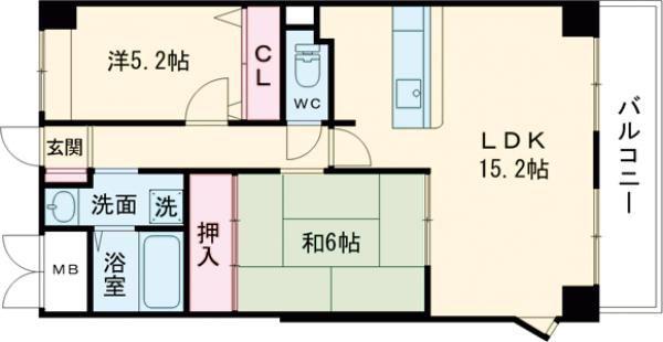 グリーンヒルみくまり(2LDK/2階)の間取り写真